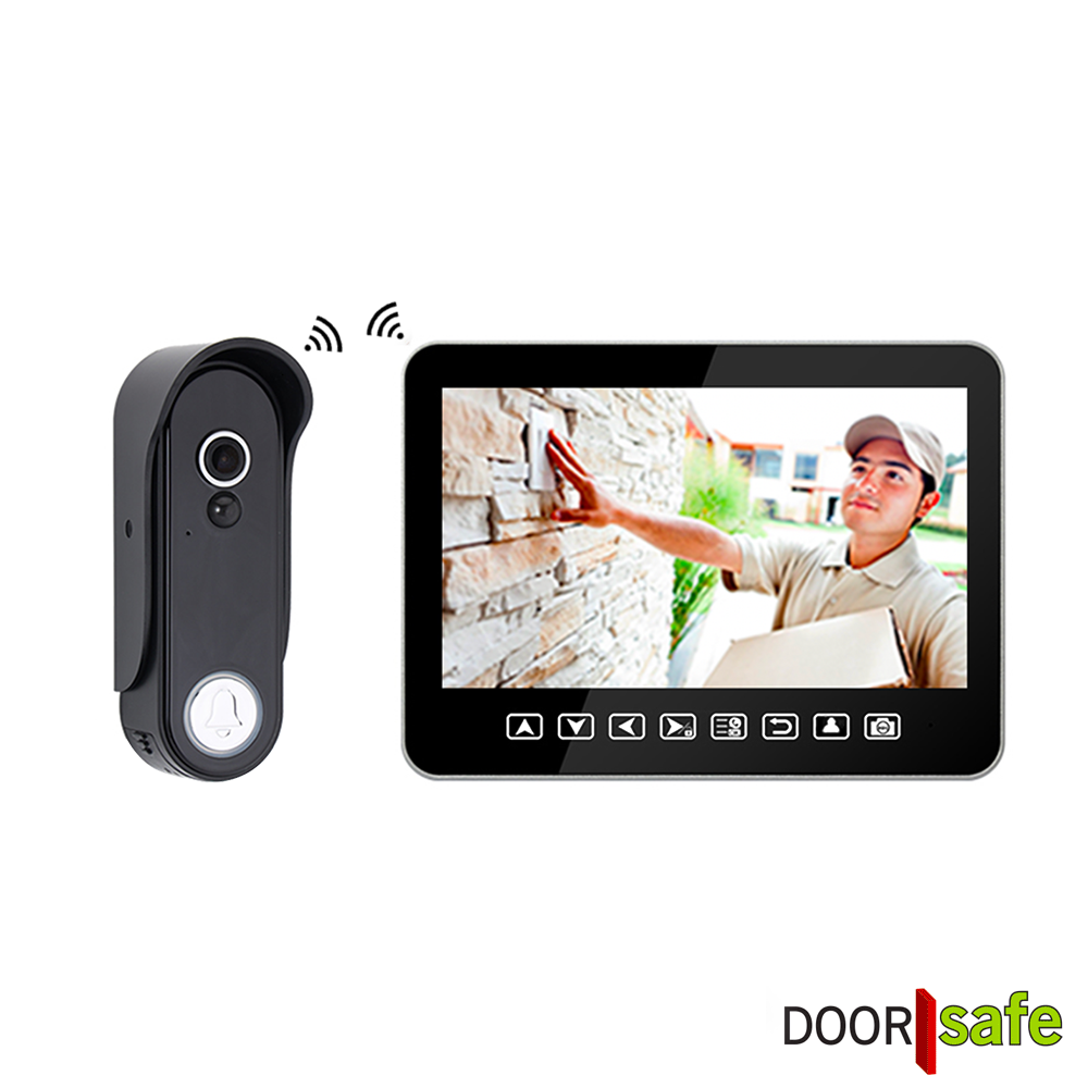 | HD deurbel met camera | draadloos | 7″ scherm | deurbel op stroom of uitneembare accu | met PIR bewegingssensor | 16Gb - Doorsafe Belgïe