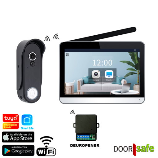 DS4655 PRO met WiFi & App | HD draadloze camera deurbel | draadloos, langer bereik (868Mhz) | 7″ touch scherm | deurbel op stroom of uitneembare accu | met PIR bewegingssensor | met draadloze unlock module | scherm kan met 2,4/5Ghz WiFi worden verbonden | 32Gb