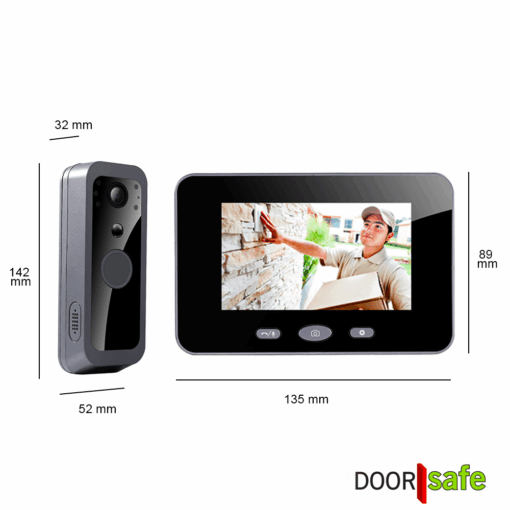 DS4200 BUDGET | draadloze camera deurbel | 4,3″ scherm | draadloos, standaard bereik (2,4Ghz) | Deurbel op 5000mAh accu | Laag resolutie beeld | Simplex audio | PIR bewegingssensor | Infrarood nachtzicht | Slot/poort/gong niet aansluitbaar | Met monitoring | Opslag op SD-kaart in scherm van 32Gb - Image 2