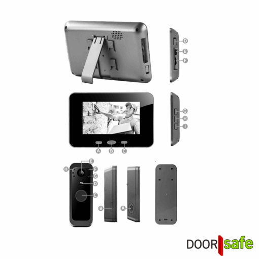 DS4200 BUDGET | draadloze camera deurbel | 4,3″ scherm | draadloos, standaard bereik (2,4Ghz) | Deurbel op 5000mAh accu | Laag resolutie beeld | Simplex audio | PIR bewegingssensor | Infrarood nachtzicht | Slot/poort/gong niet aansluitbaar | Met monitoring | Opslag op SD-kaart in scherm van 32Gb - Image 8