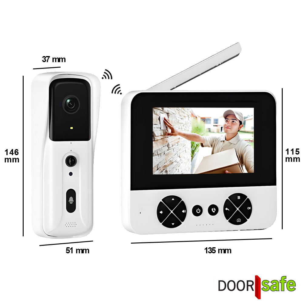 3 DS4451 draadloze camera deurbel wit uitneembare batterijen
