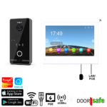 DS6677 PRO | HD internet deurbel met camera + Direct POE & Mifare Chipreader | Zwart/Donkergrijs | 2.4/5Ghz WiFi of Netwerkkabel | met 8 inch touchscherm | 32Gb deurbel, 32Gb scherm & NAS