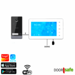 DS7801 | HD video deurbel met camera | 7" touch scherm | met internet & app mogelijkheid | met of zonder regenkap | met RFID MiFare Chipreader | zwart | 2-draads | BUS | 2-draads van buiten-unit naar scherm | scherm verbinden met internet via 2.4/5Ghz WiFi | 32Gb & NAS
