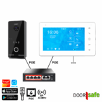DS6679 POE | HD internet deurbel met camera met POE IEEE 802.3af | RFID Mifare Chipreader | Zwart/Donkergrijs | met 7 inch touchscherm | met POE switch | 32Gb scherm & NAS